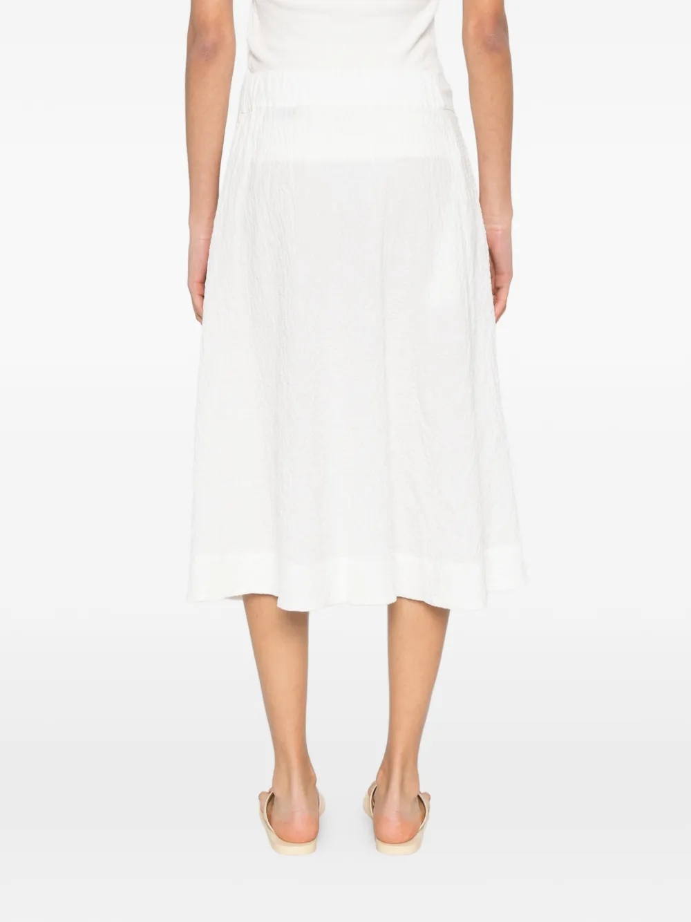 Herno Belted Textured Midi Skirt in White, view 4