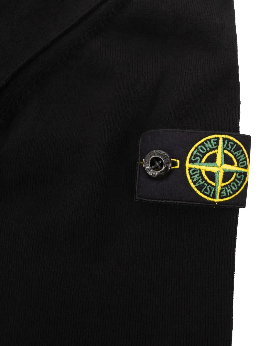 Stone Island Junior Katoenen geribbelde trui met ronde hals Zwart
