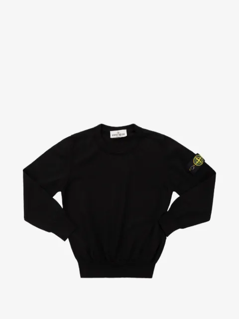 Stone Island Junior suéter tejido de canalé con cuello redondo