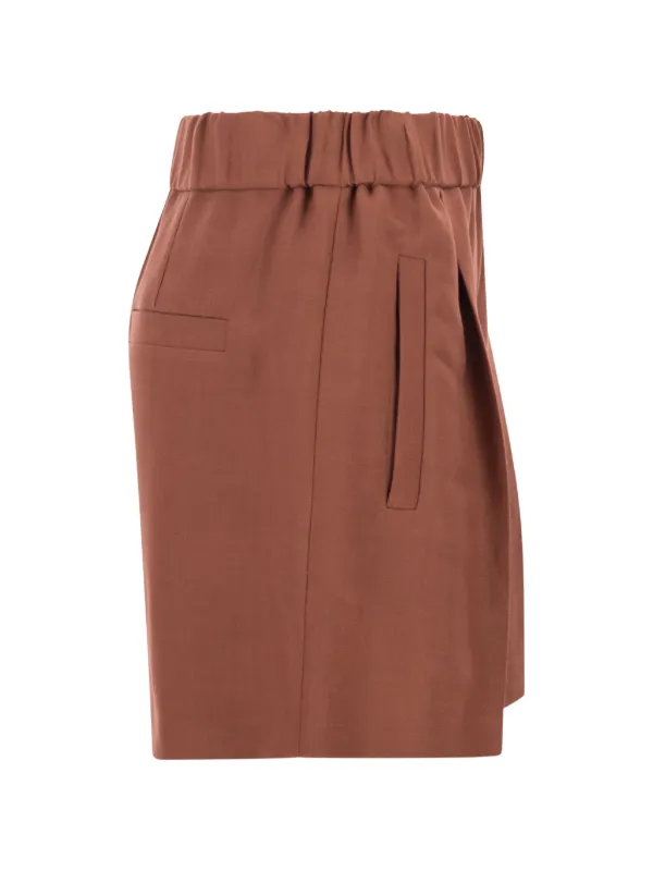 Brunello Cucinelli elasticated-waistband Shorts | Brown | FARFETCH