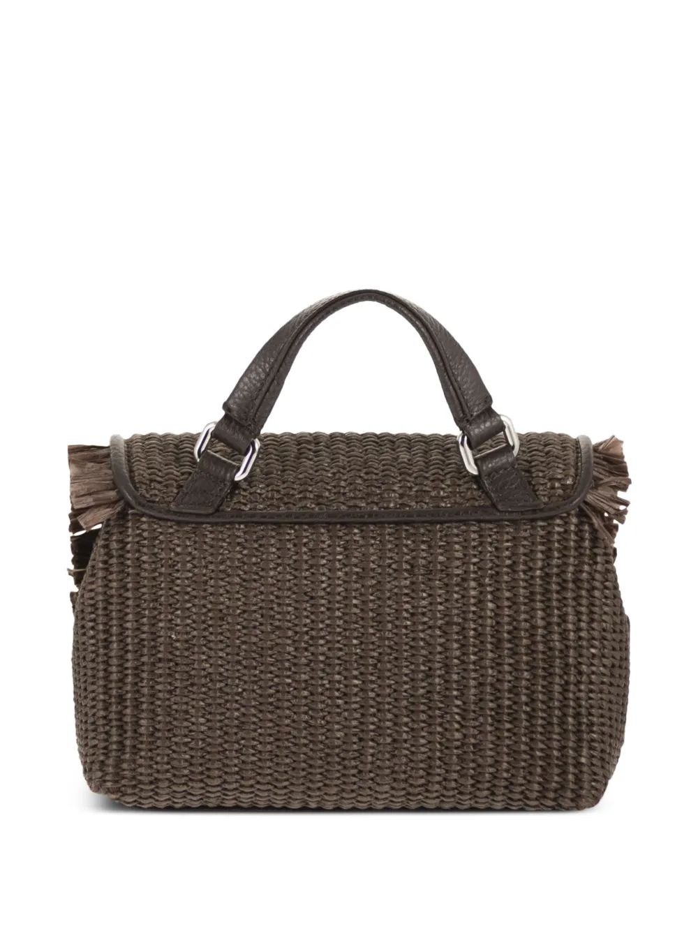 Zanellato Baby Postina geweven raffia shopper met franje Bruin