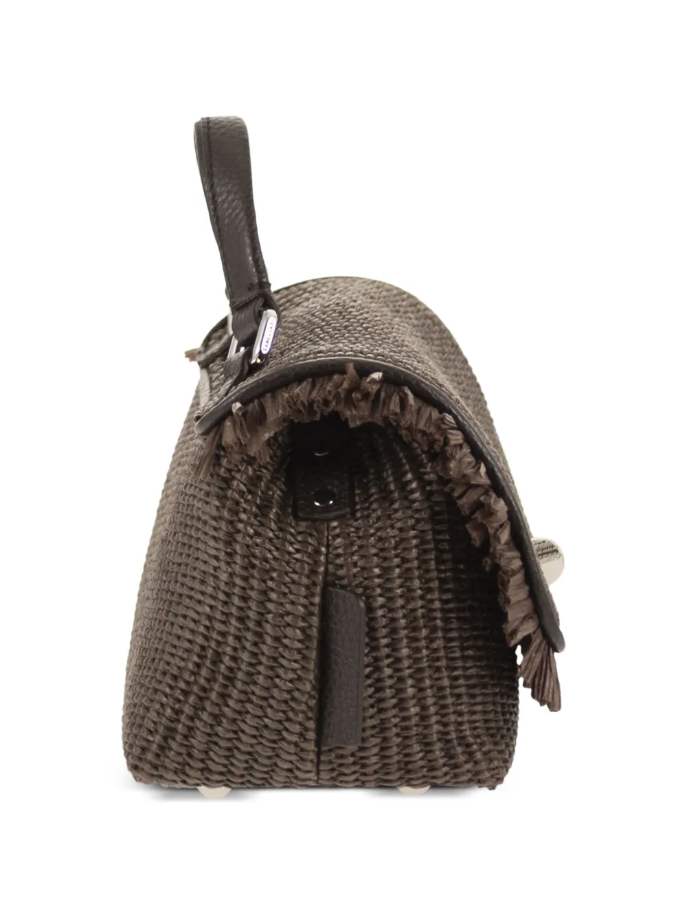 Zanellato Baby Postina geweven raffia shopper met franje Bruin