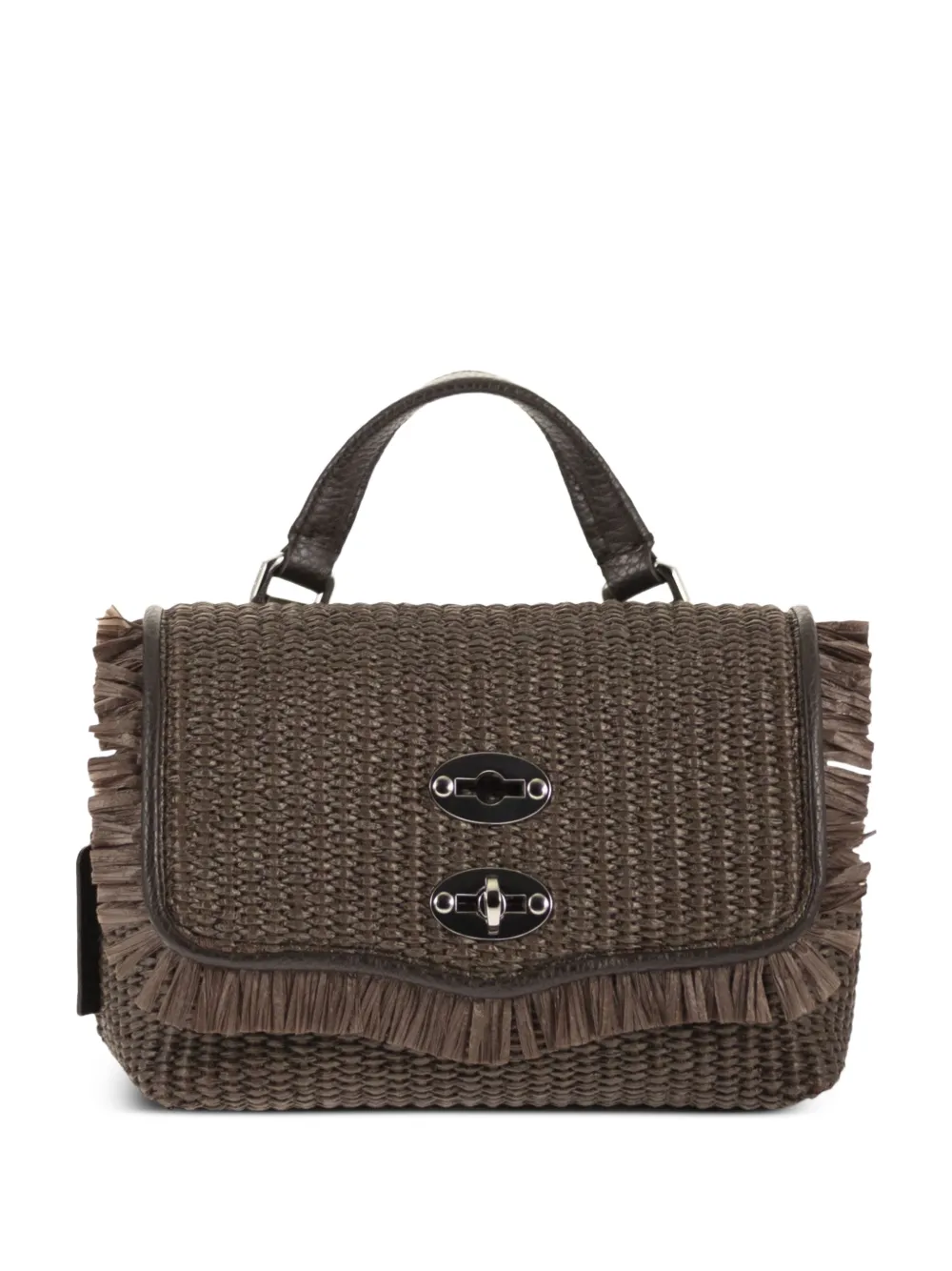 Zanellato baby Postina fringed woven raffia tote bag - Marrone