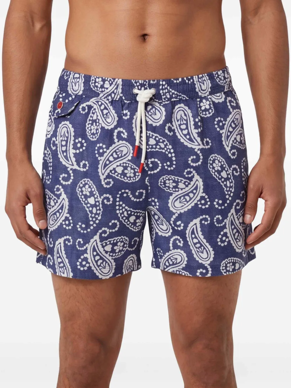 Kiton Zwembroek met trekkoordsluiting en patroon Blauw