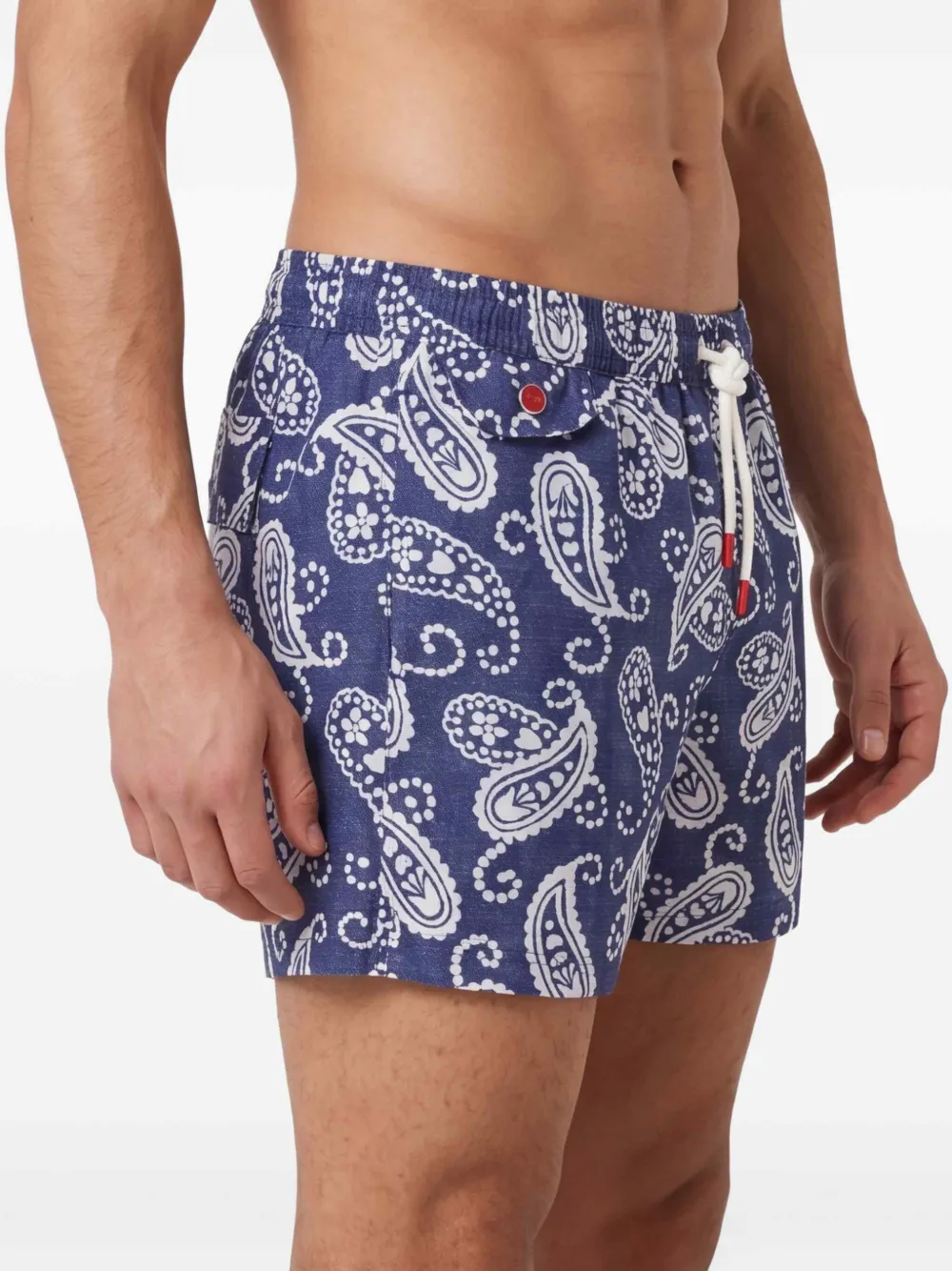 Kiton Zwembroek met trekkoordsluiting en patroon Blauw