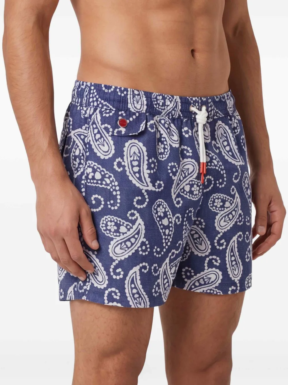 Kiton Zwembroek met trekkoordsluiting en patroon Blauw