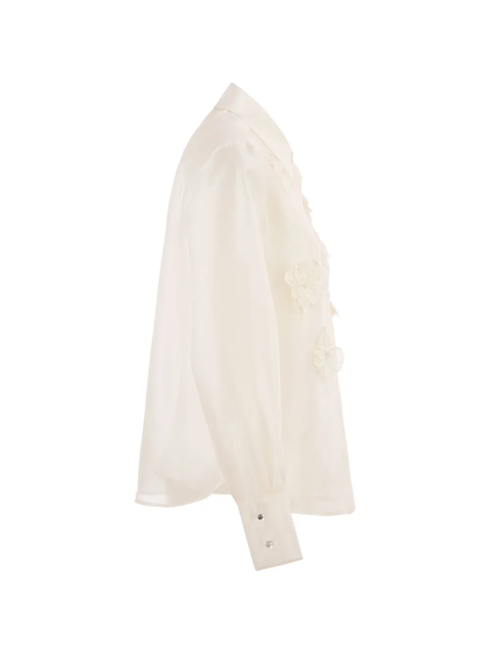 Max Mara Mseagi zijden blouse met geborduurde bloem Beige