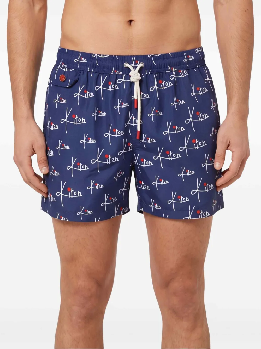 Kiton Zwembroek met patroon Blauw