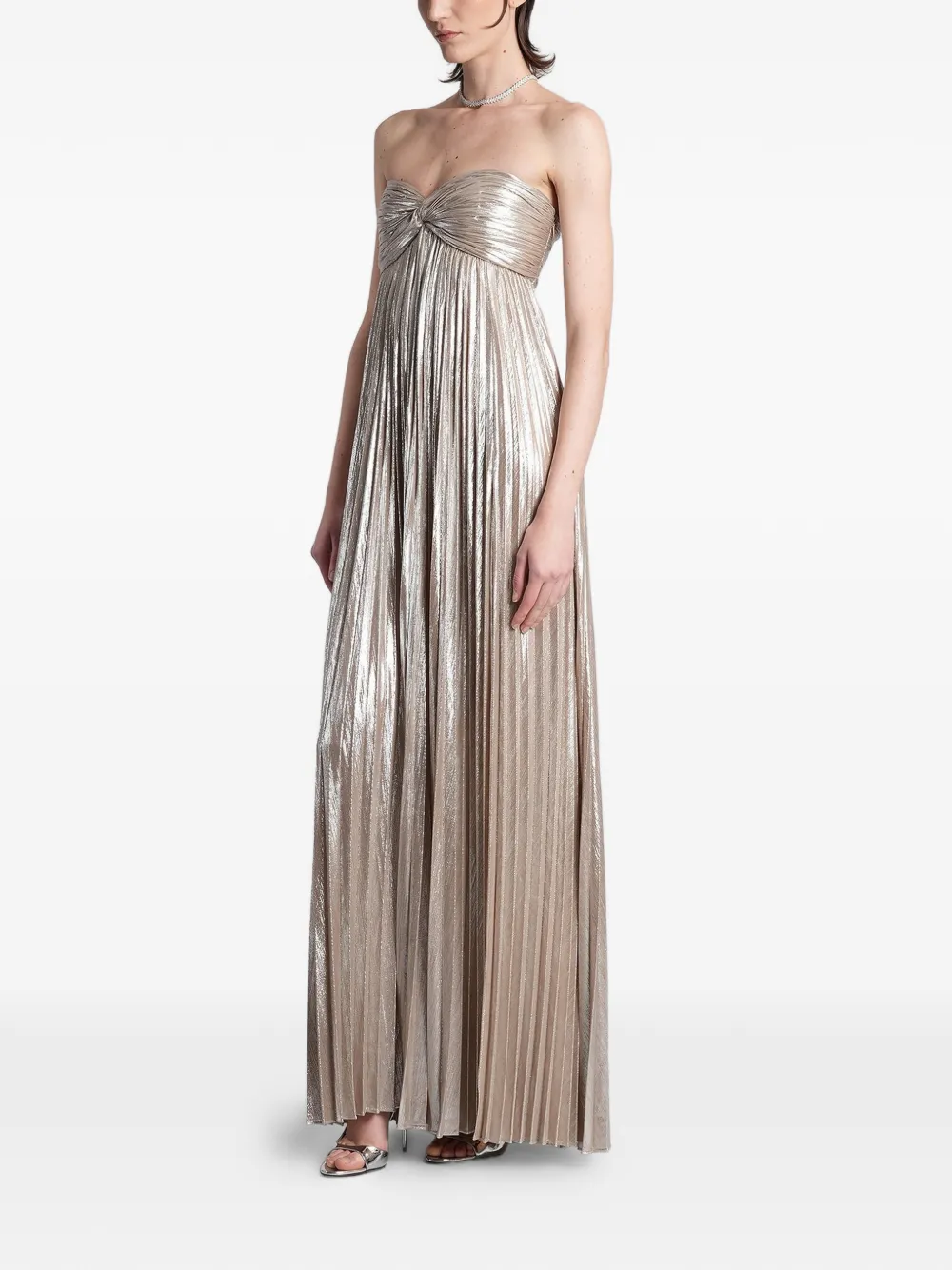 Retrofete Zoa geplooide maxi-jurk Zilver