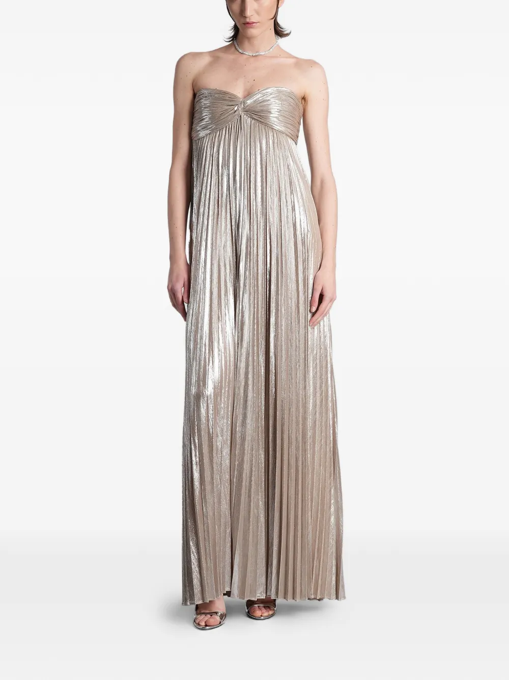Retrofete Zoa pleated maxi dress - Argento