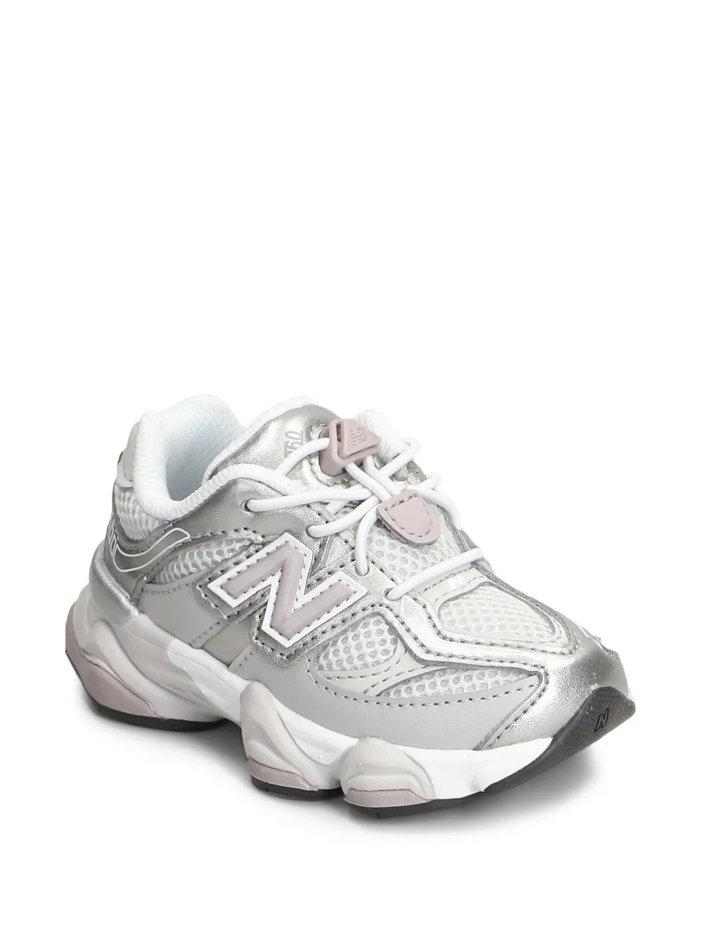 New Balance Kids 9060 Bungee mesh-panel lace-up sneakers Zilver