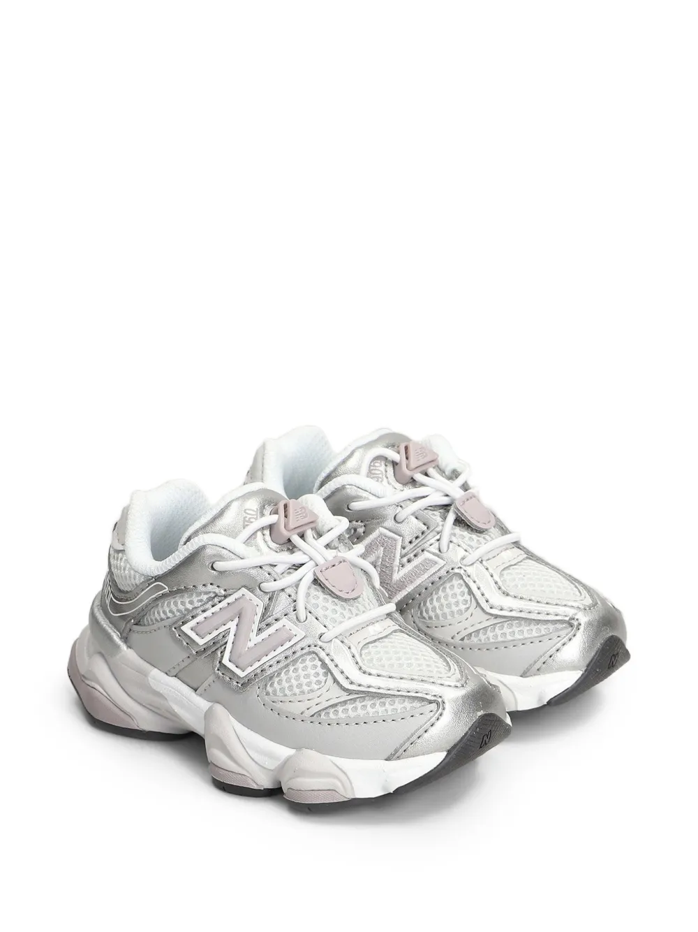 New Balance Kids 9060 Bungee mesh-panel lace-up sneakers Zilver
