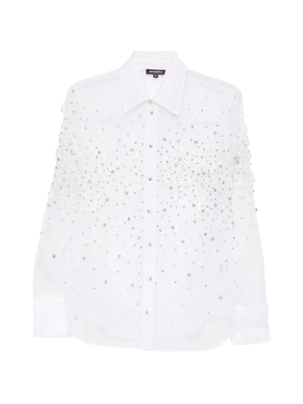 Retrofete crystal-embellished sheer shirt - Bianco