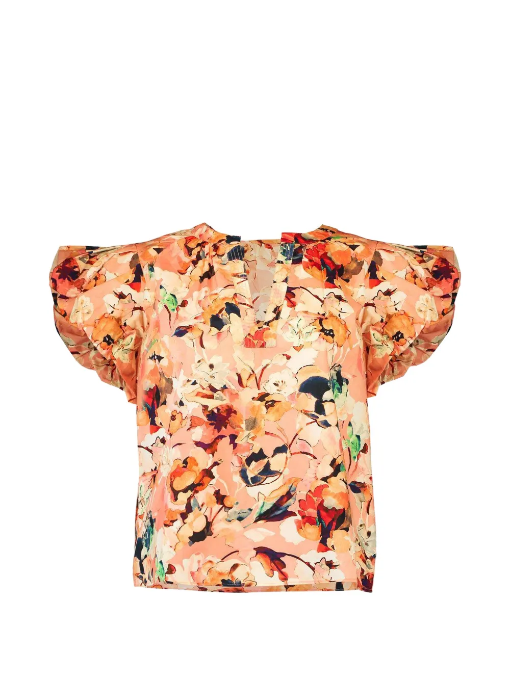 Ulla Johnson Abril puffed-sleeves floral blouse - Arancione