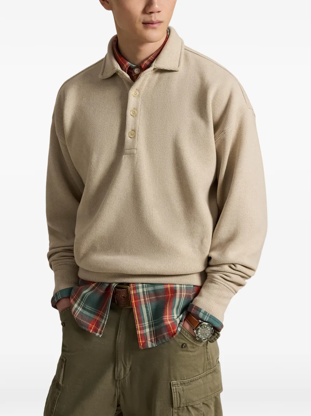 Polo Ralph Lauren Poloshirt met knopenbies Beige