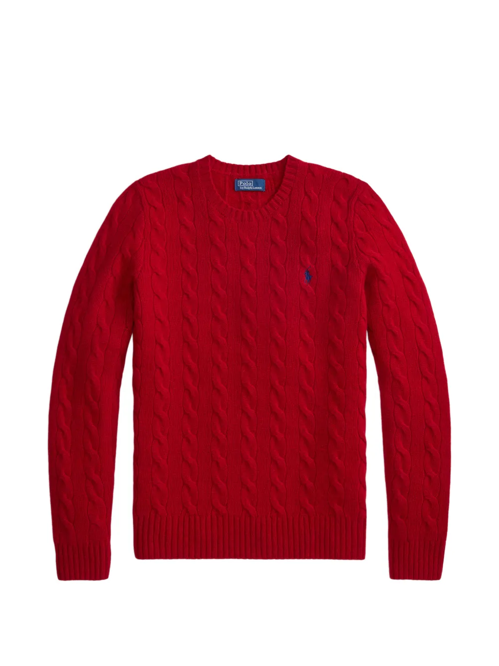 Polo Ralph Lauren Maglione girocollo a trecce in cashmere e lana - Rosso