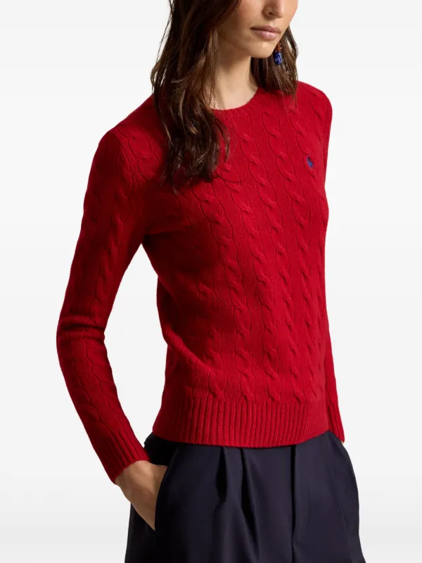 【ラスト・在庫処分】サウスケープ　上品　レディース ゴルフセーター・赤　L Polo Ralph Lauren ケーブルニット ウールカシミアセーター | レッド