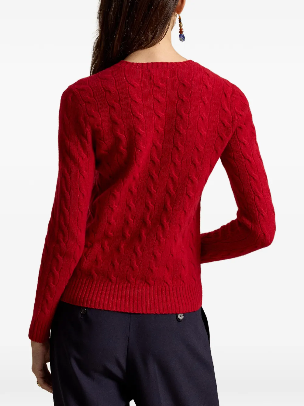 Polo Ralph Lauren Kabelgebreide trui van kasjmier-wolblend Rood