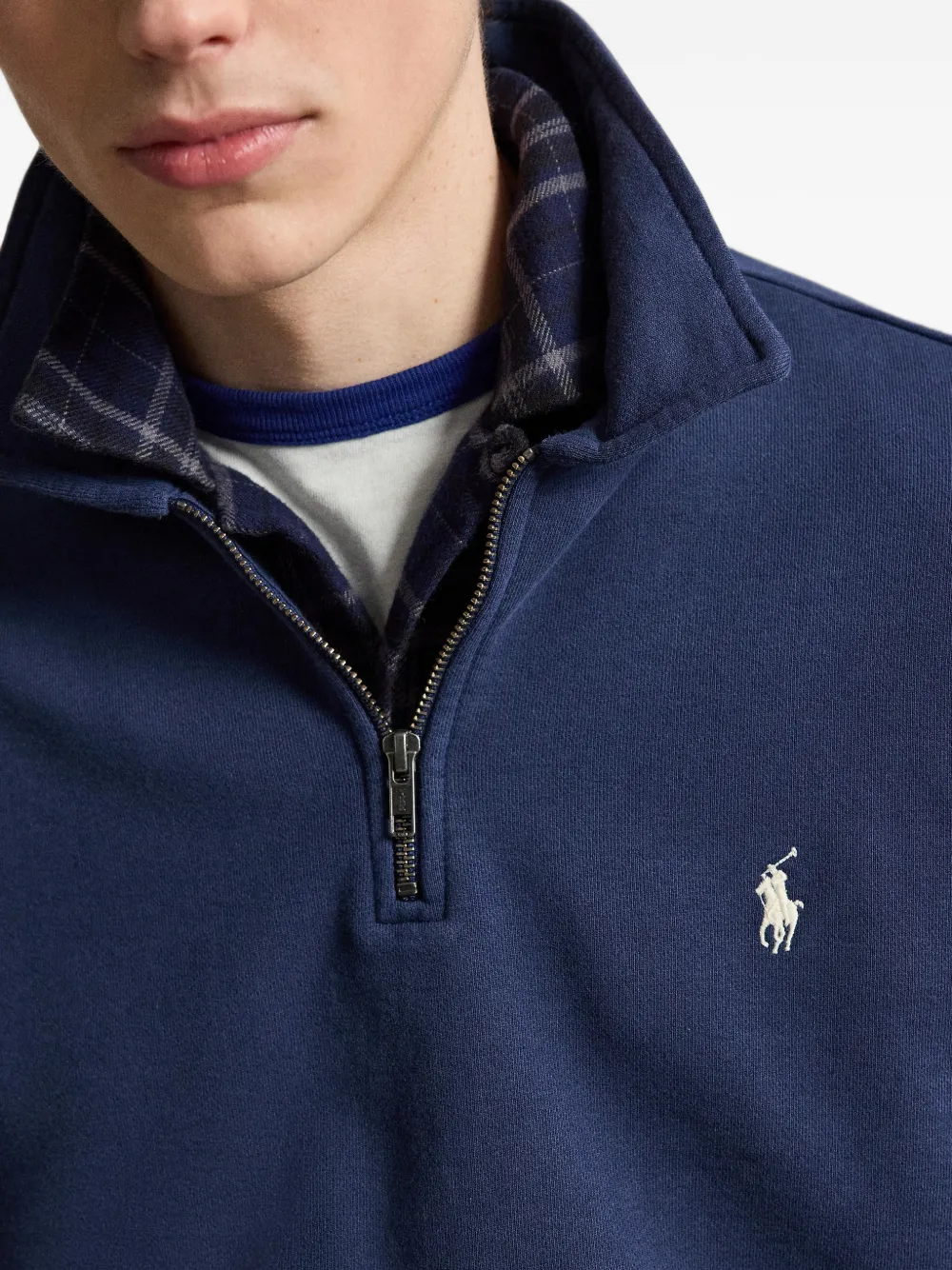 Polo Ralph Lauren Loopback fleece sweater met kraag Blauw