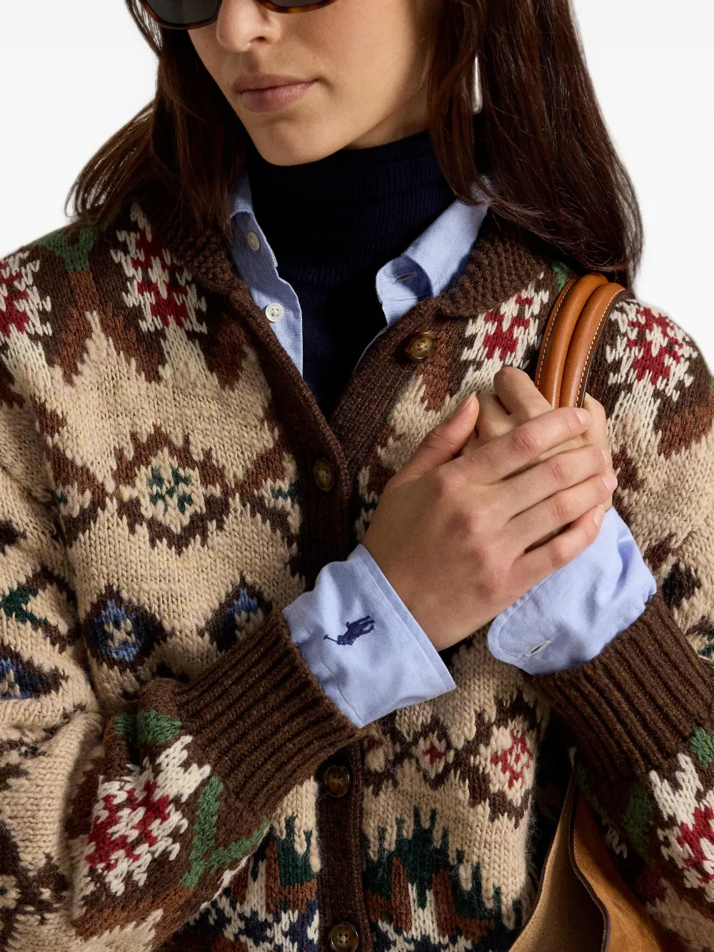 Polo Ralph Lauren Vest met ballonmouwen en patroon Beige