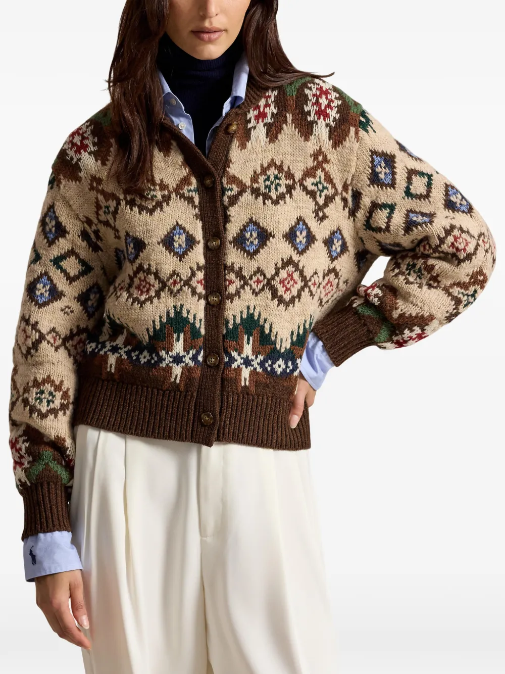 Polo Ralph Lauren Vest met ballonmouwen en patroon Beige