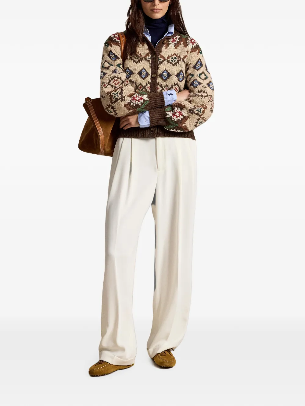 Polo Ralph Lauren Vest met ballonmouwen en patroon Beige