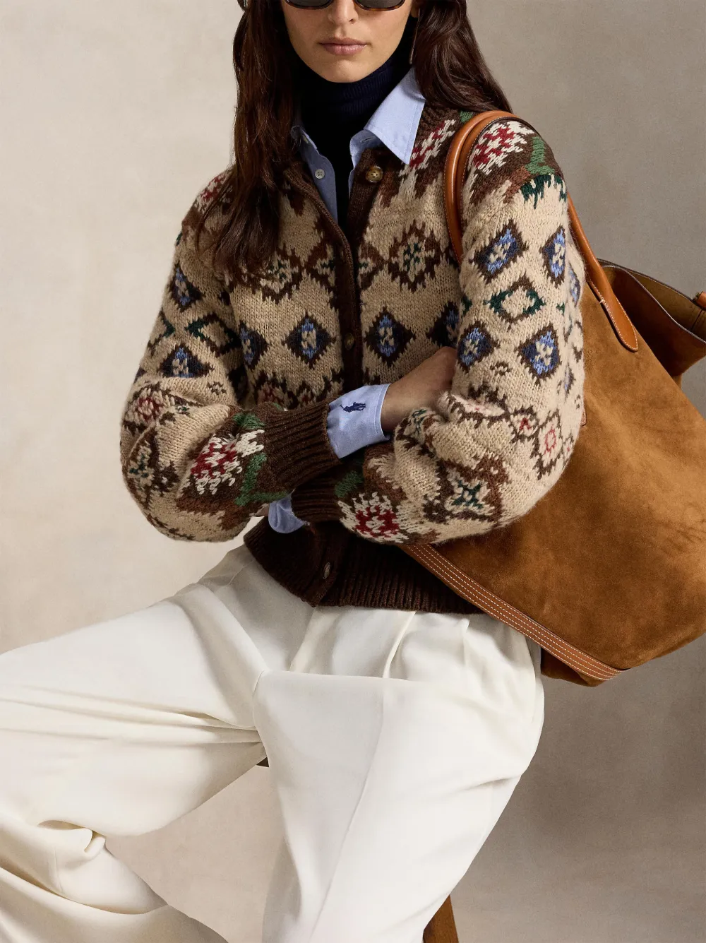 Polo Ralph Lauren Vest met ballonmouwen en patroon Beige