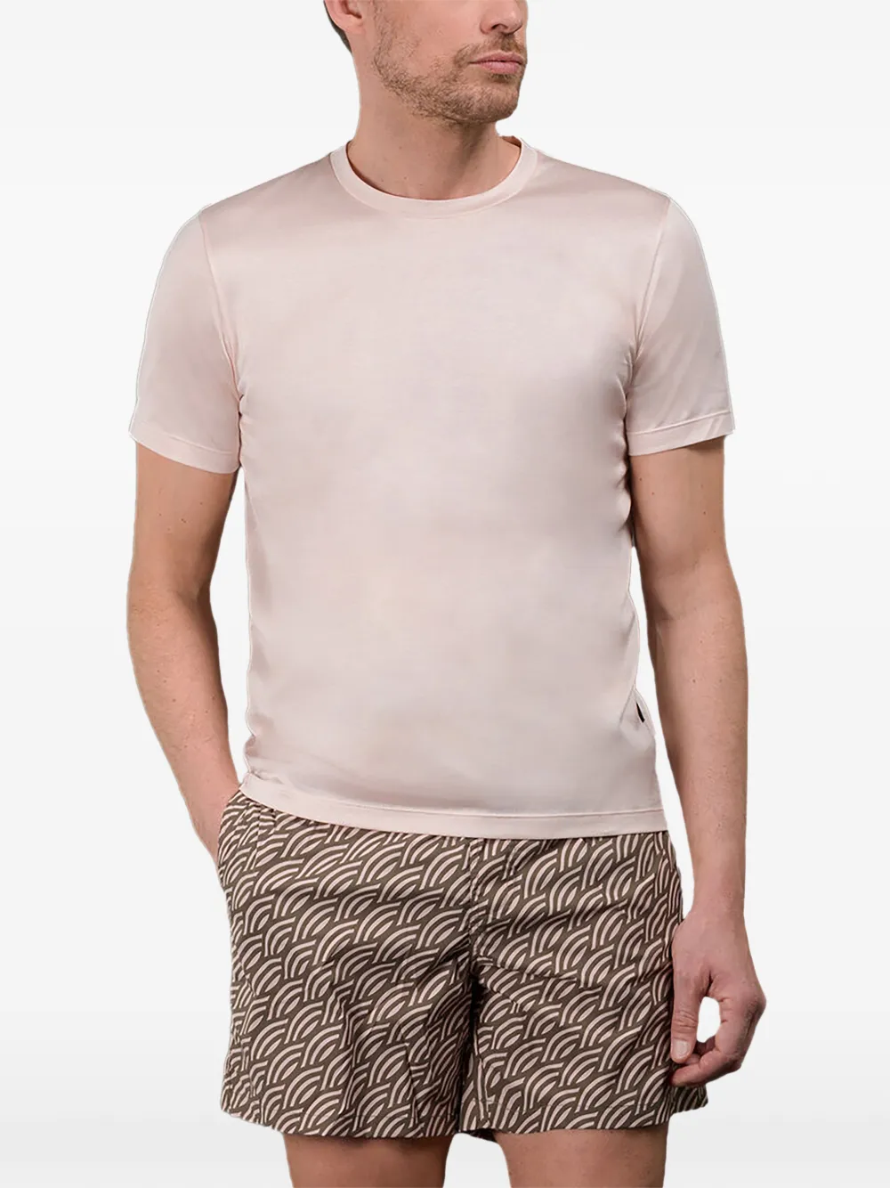 Moorer Slim-fit T-shirt met ronde hals Roze