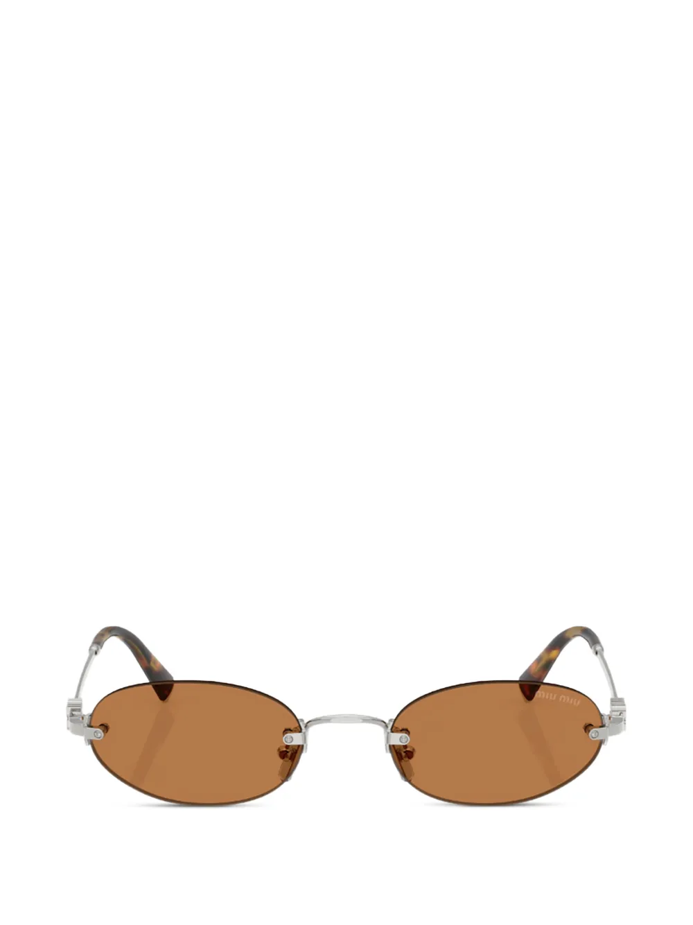 Miu Miu Eyewear oval-frame rimless sunglasses - Argento
