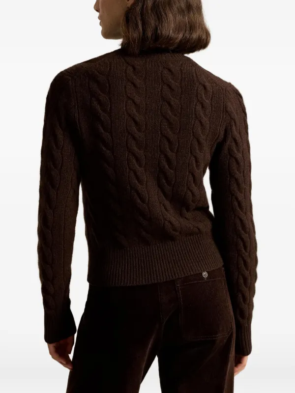 Polo Ralph Lauren cable-knit wool-cashmere Cardigan | Brown | FARFETCH
