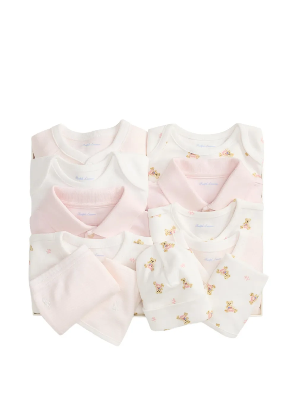 POLO RALPH LAUREN KIDS Katoenen babypakje met Polo Bear-print (set van 12) Wit