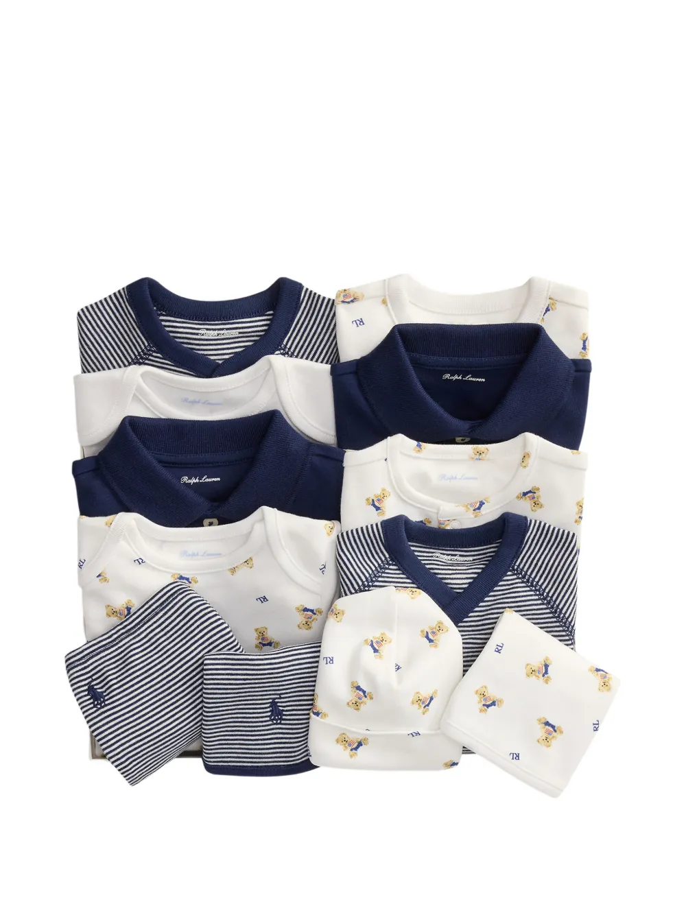 POLO RALPH LAUREN KIDS 12 babypakjes cadeauset met Polo beerprint Blauw