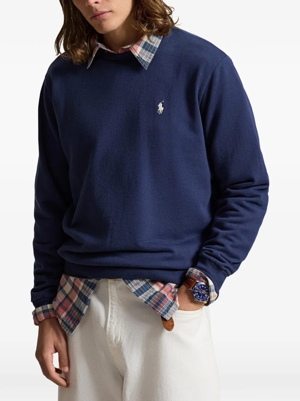 Polo Ralph Lauren Loopback fleece sweater Blauw