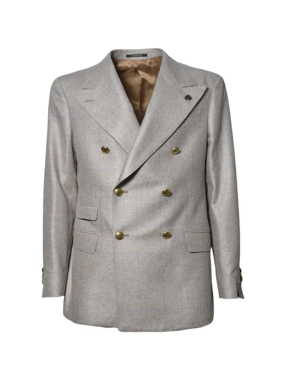 Gabriele Pasini Windowpane-check Double-breasted Blazer In Neutral
