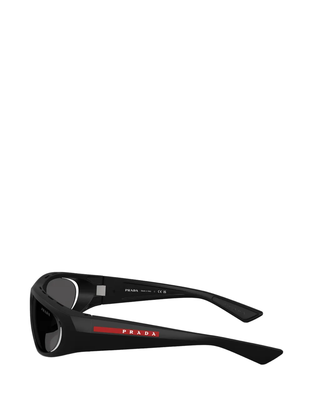  Prada Linea Rossa Rectangle Logo Sunglasses - Black 