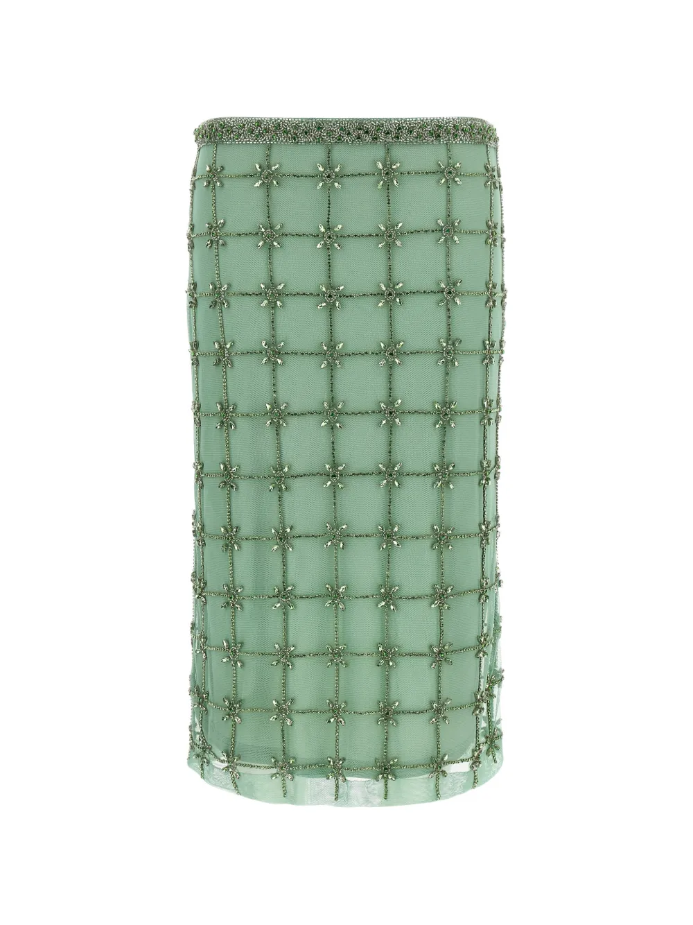 PINKO crystal-embellished midi tulle skirt - Verde