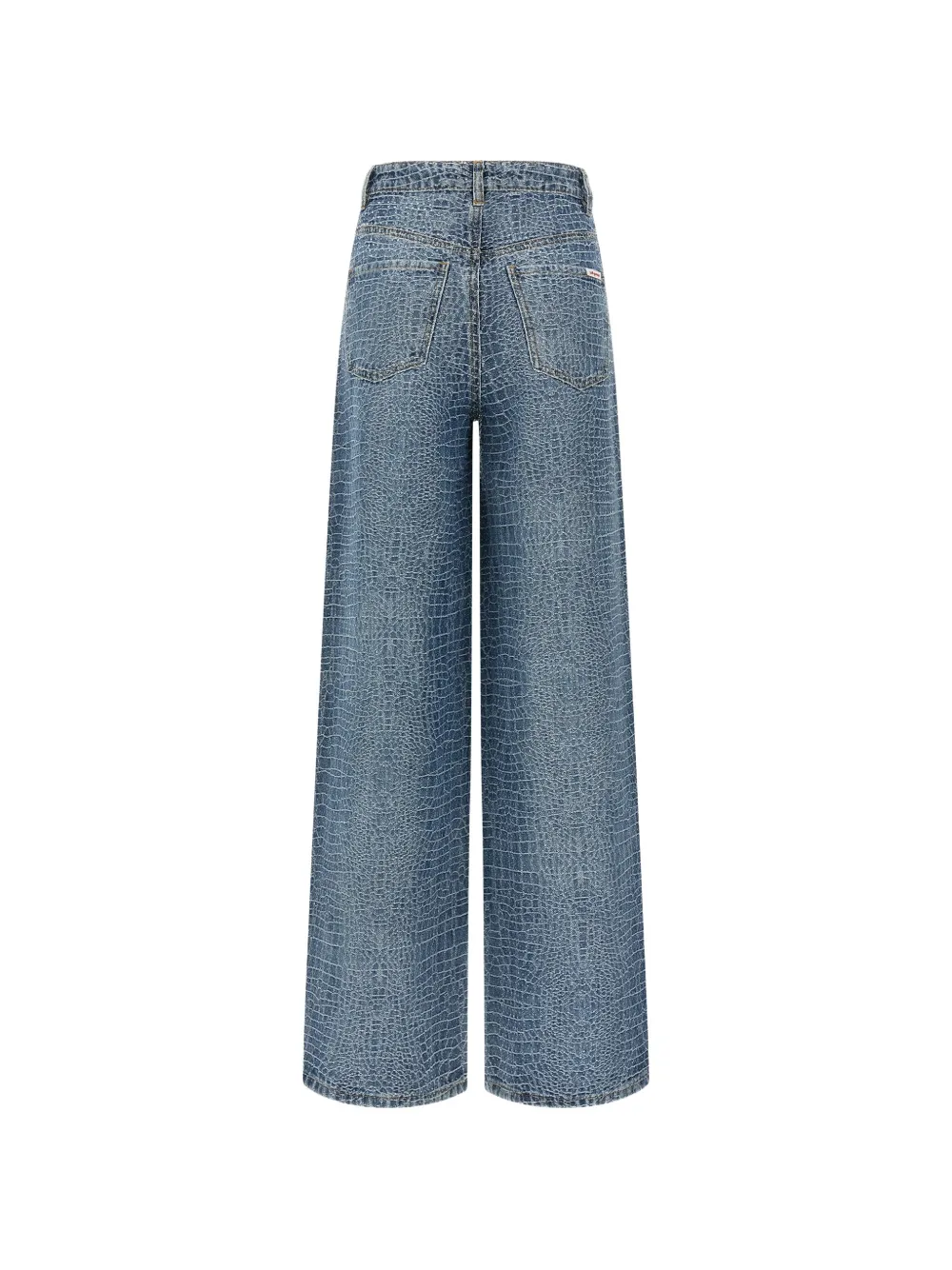  Self-portrait Rhinestone Crocodile-effect Jeans - Blue 