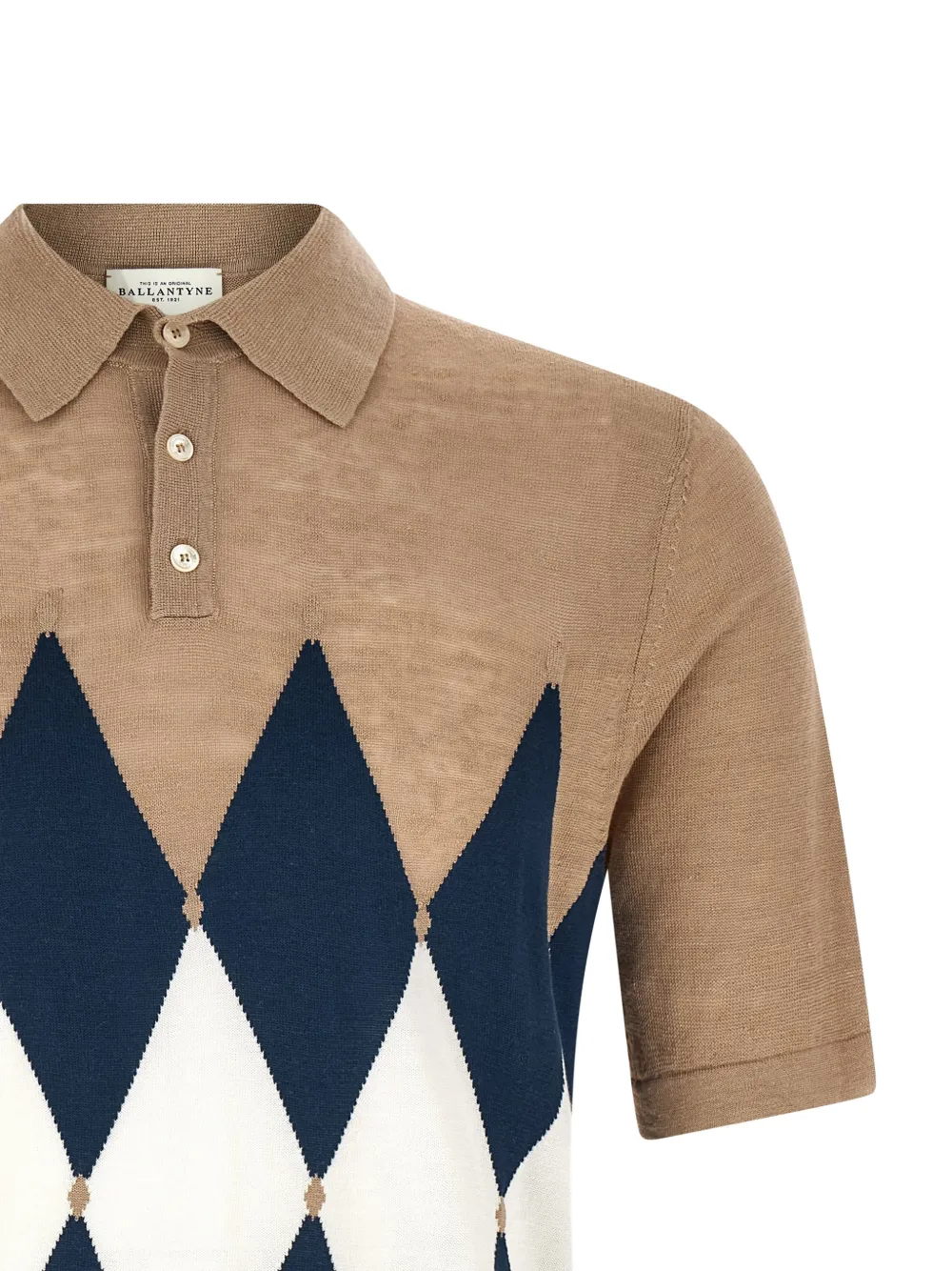  Ballantyne Argyle-pattern Short-sleeve Polo Shirt - Neutrals 