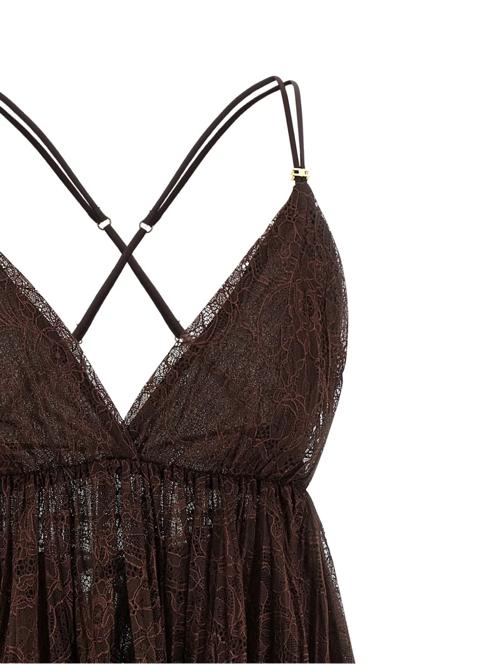 Elisabetta Franchi Mini-jurk met bloemenkant Bruin