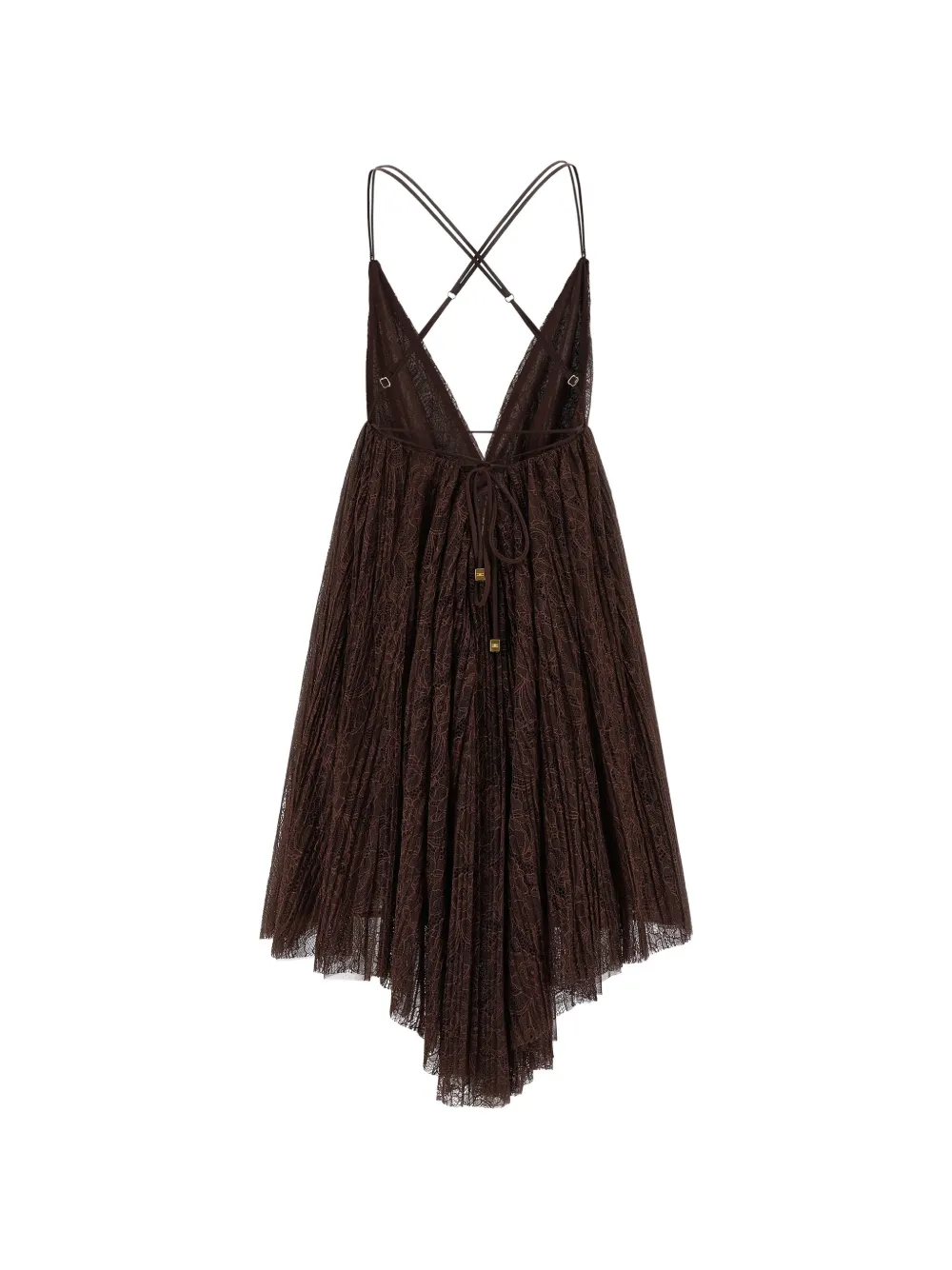 Elisabetta Franchi Mini-jurk met bloemenkant Bruin