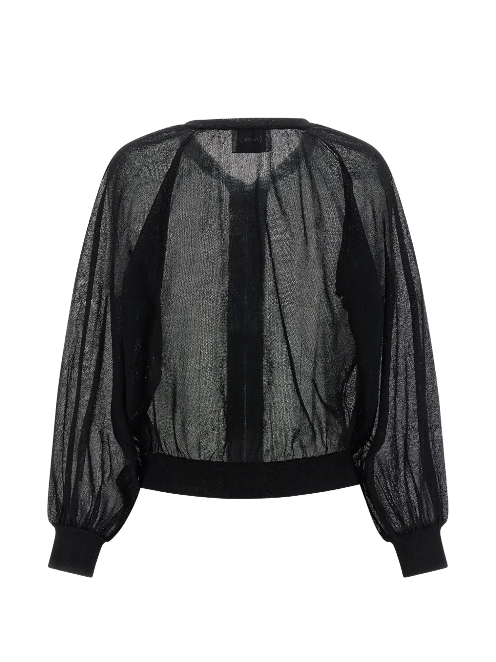  Nude Semi-sheer Zip-up Sweater - Black 