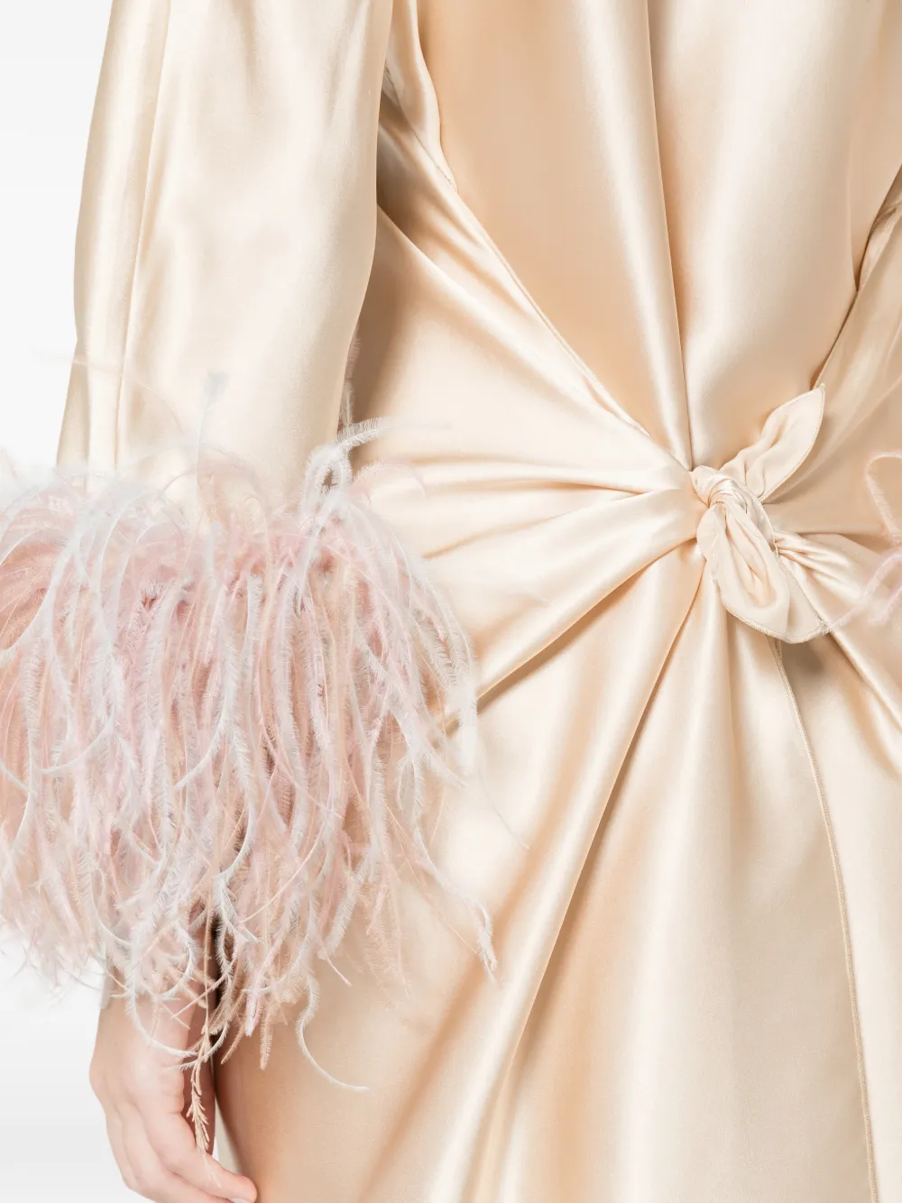 Stephan Janson Midi-jurk met veren afwerking Beige