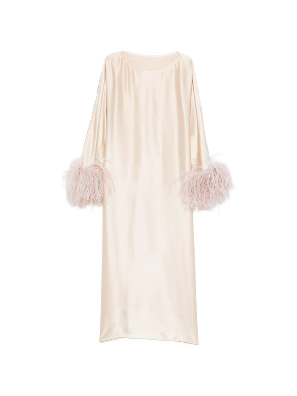 Stephan Janson Midi-jurk met veren afwerking Beige
