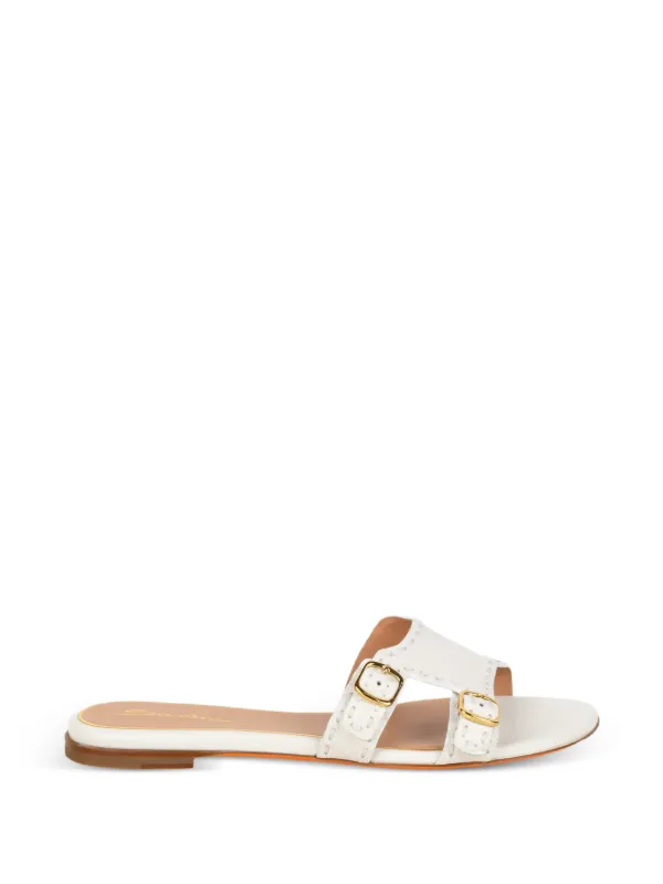 Santoni Buckle Strap Sandals in White