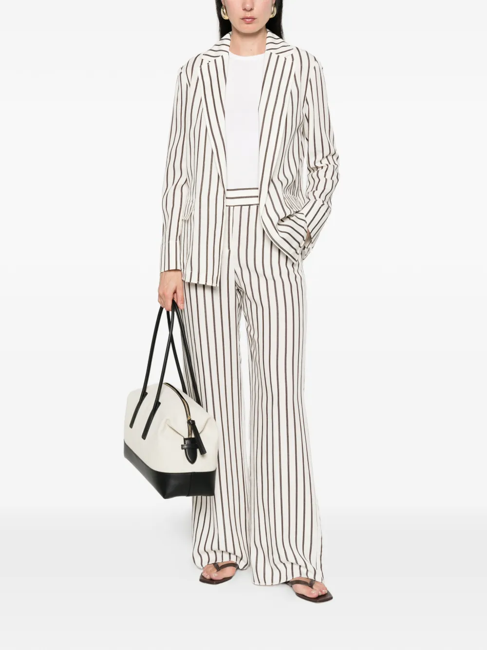  Pennyblack Striped Notched Blazer - Neutrals 