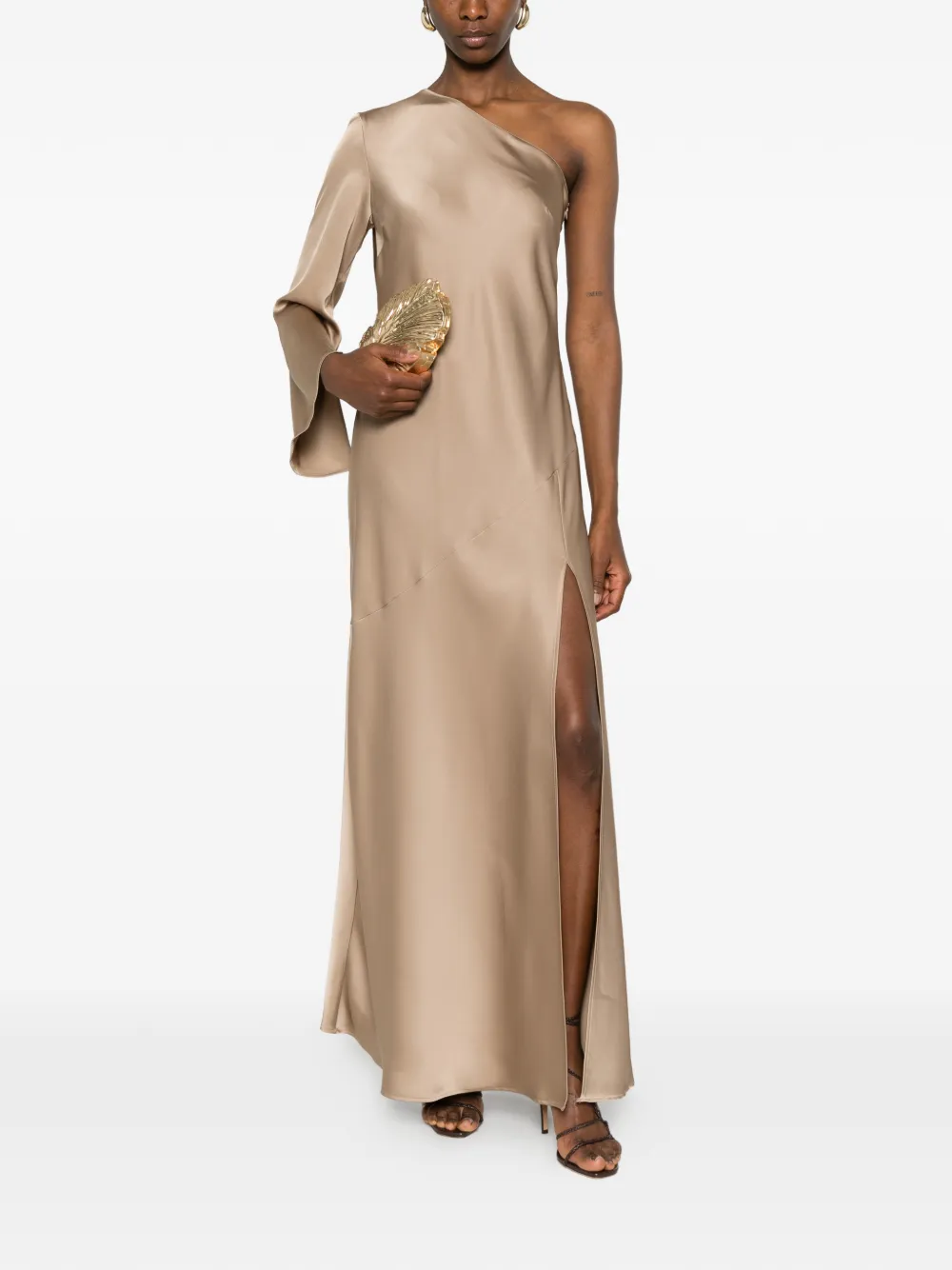  Pennyblack One-shoulder Slit Maxi Dress - Neutrals 