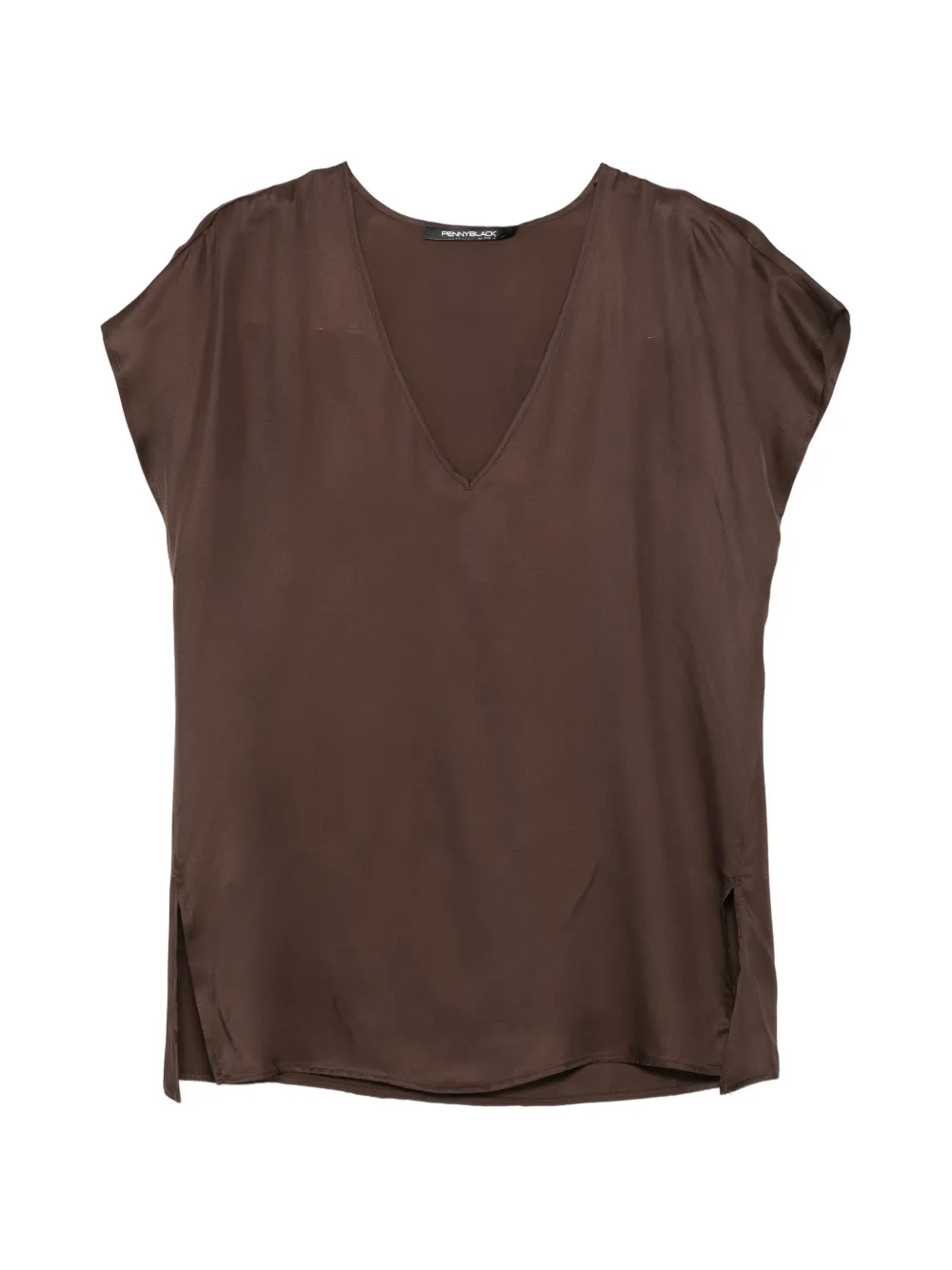Pennyblack V-neck side-slit top - Marrone