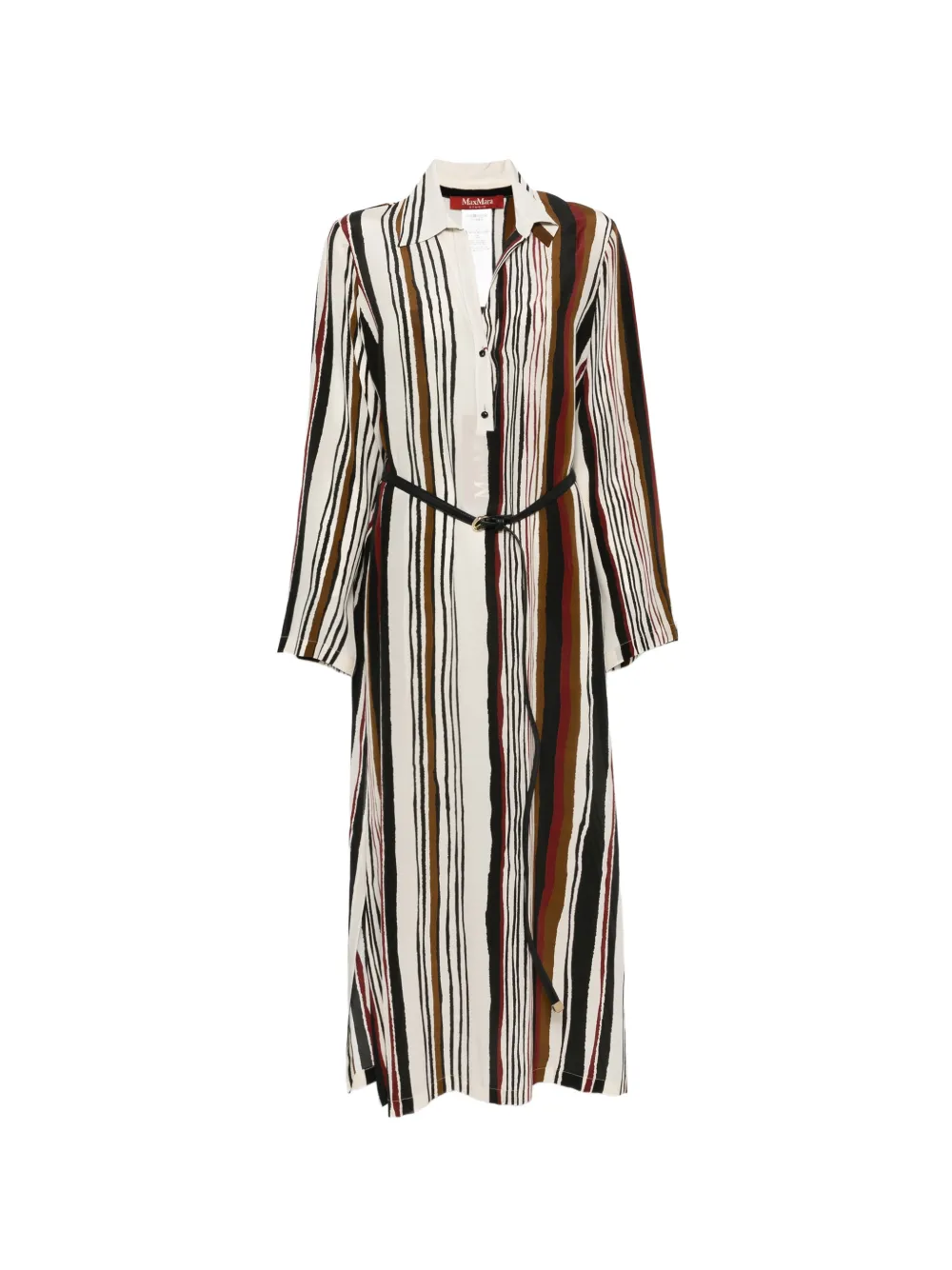 Max Mara Vanesio striped belted midi dress - Toni neutri