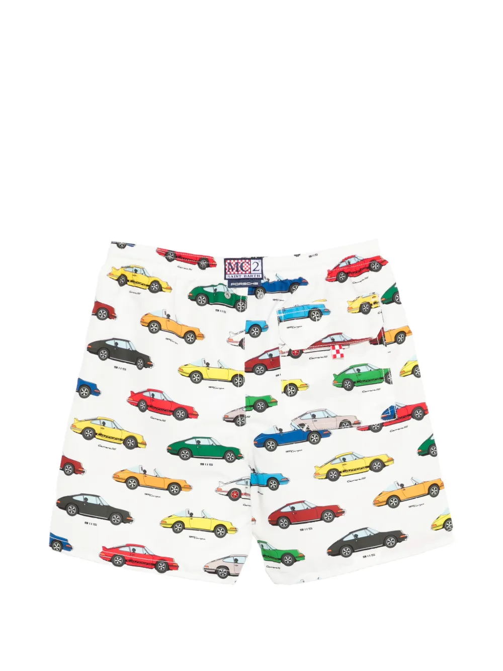 MC2 Saint Barth Kids Jean zwembroek met trekkoord en autoprint Wit