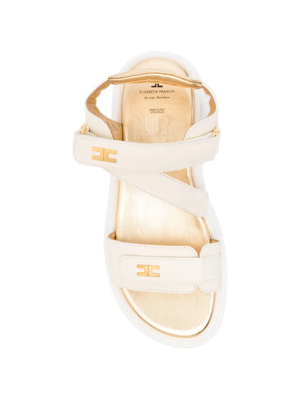 Elisabetta Franchi Kids Sandalen met klittenband Beige